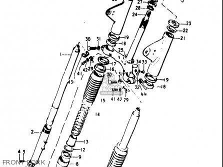 FRONT FORK - T500 1971 1972 1973 1974 1975 (R) (J) (K) (L) (M) USA (E03)