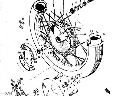 FRONT WHEEL - T500 1971 1972 1973 1974 1975 (R) (J) (K) (L) (M) USA (E03)