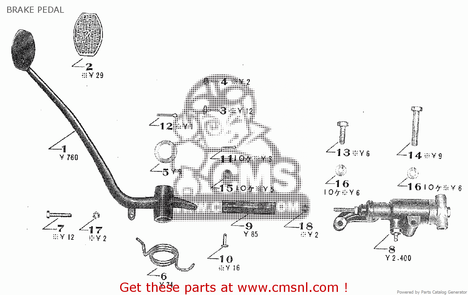 BRAKE PEDAL TA250 TWIN ACE 1960