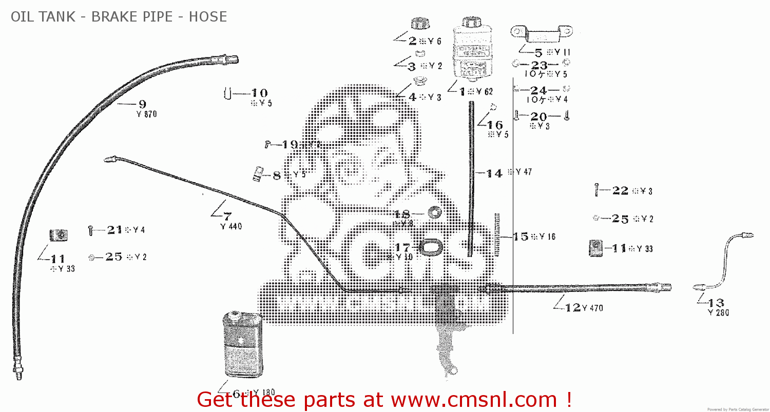 OIL TANK - BRAKE PIPE - HOSE TA250 TWIN ACE 1960