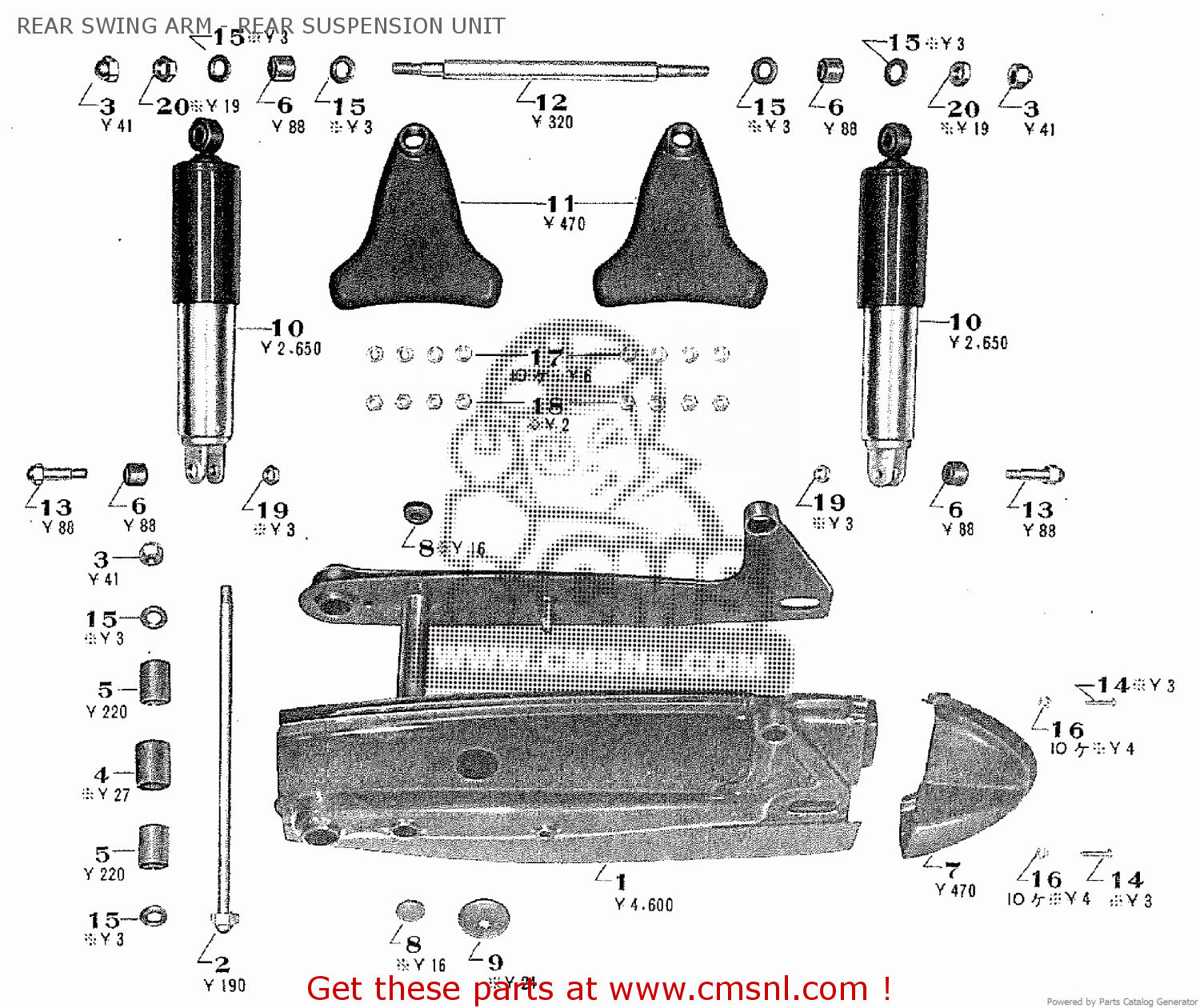 REAR SWING ARM - REAR SUSPENSION UNIT TA250 TWIN ACE 1960