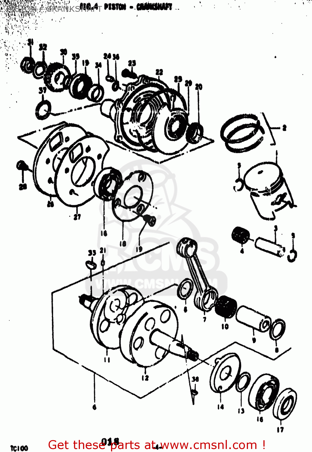 PISTON - CRANKSHAFT TC100 1974 (L) USA (E03)