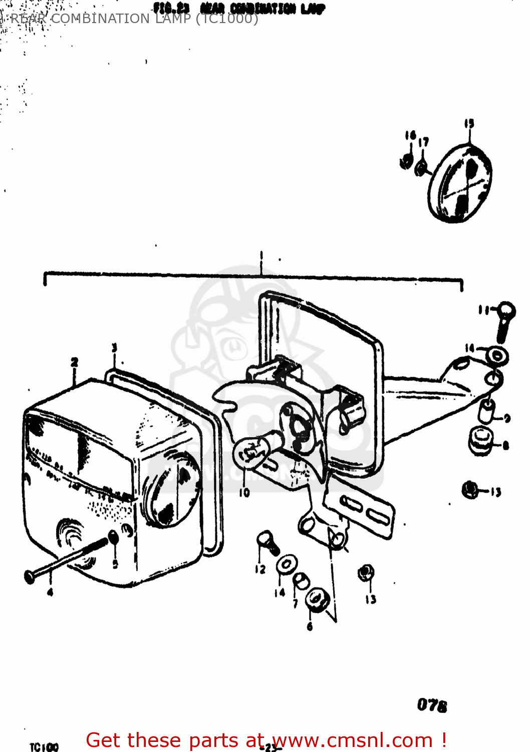 REAR COMBINATION LAMP (TC1000) TC100 1974 (L) USA (E03)