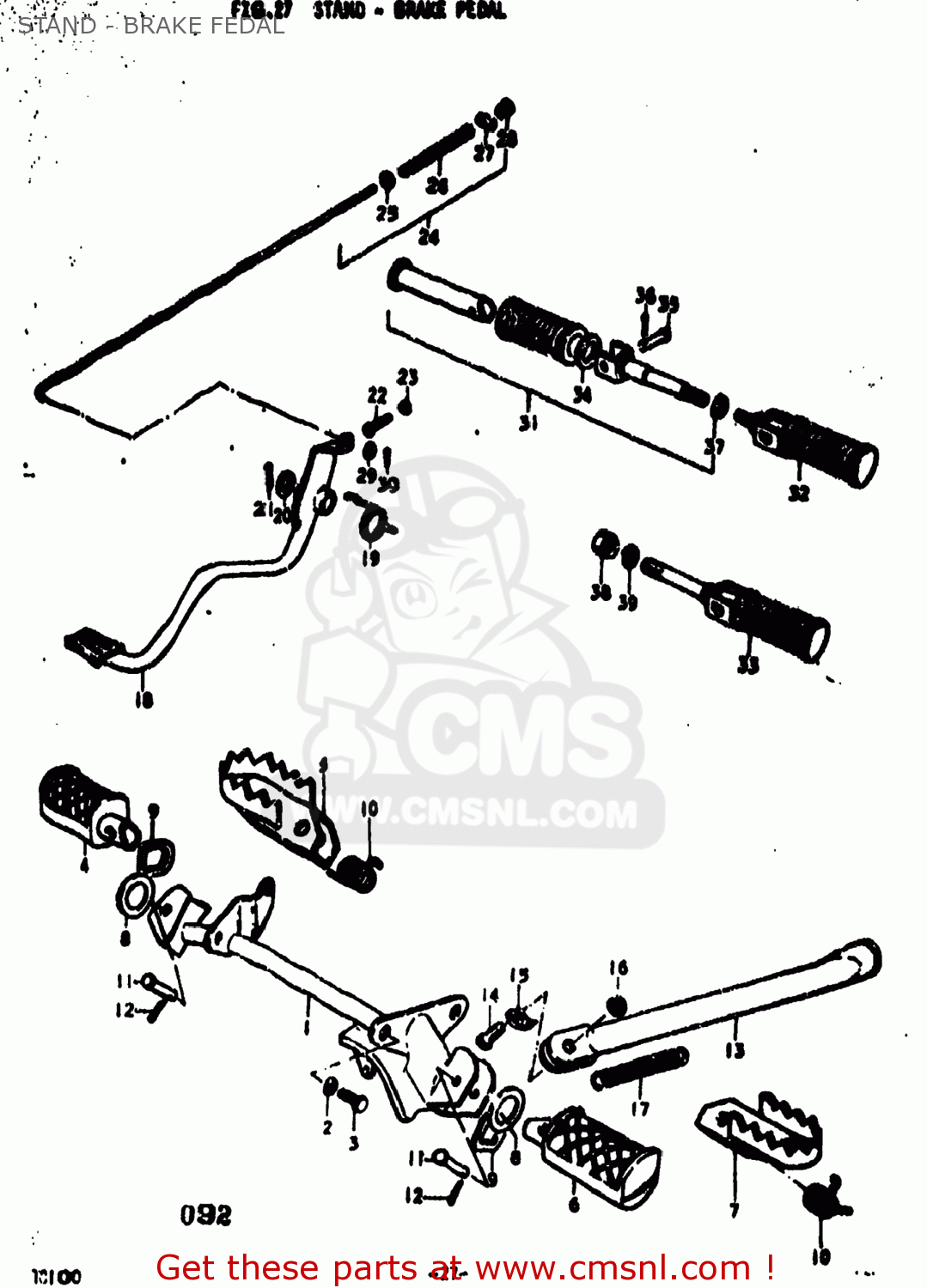 STAND - BRAKE FEDAL TC100 1974 (L) USA (E03)