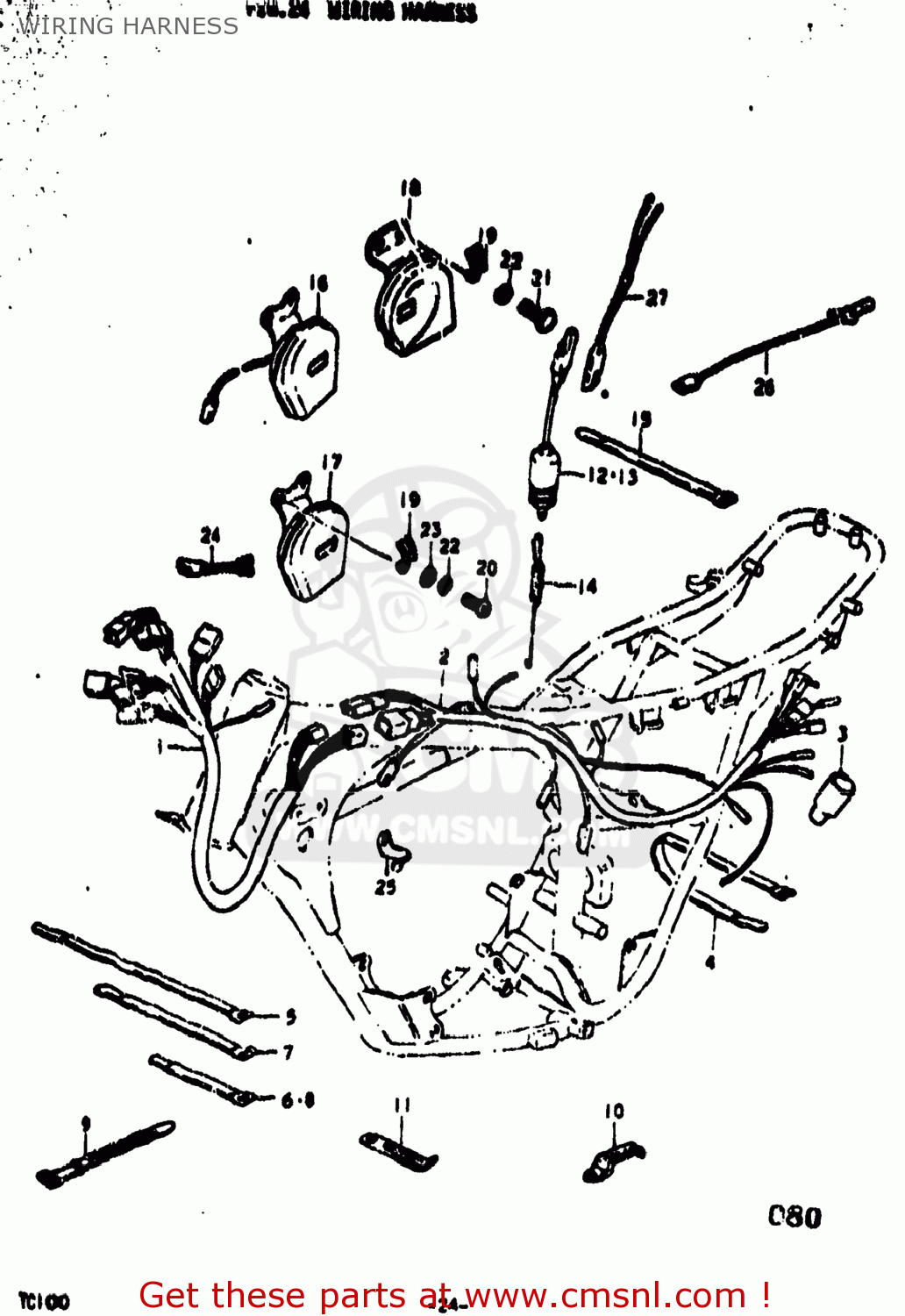 WIRING HARNESS TC100 1974 (L) USA (E03)