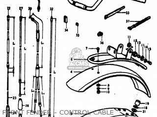 FRONT FENDER - CONTROL CABLE - TC100 1975 (M) USA (E03)