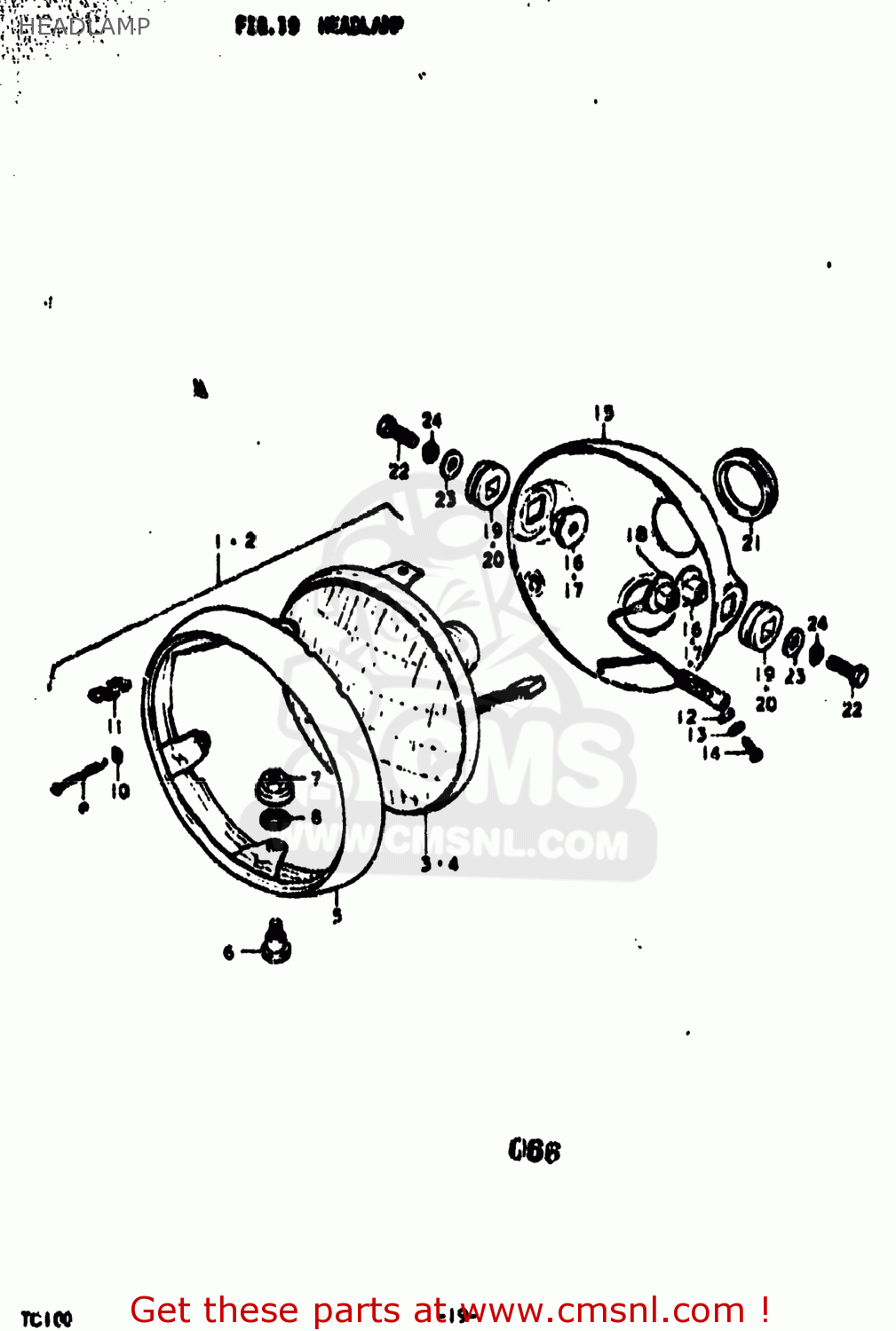 HEADLAMP TC100 1976 (A) USA (E03)