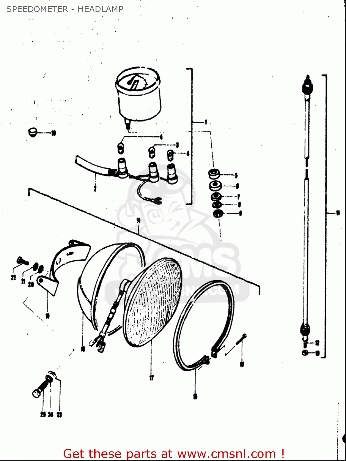 SPEEDOMETER - HEADLAMP TC120 1971 (R) USA (E03)