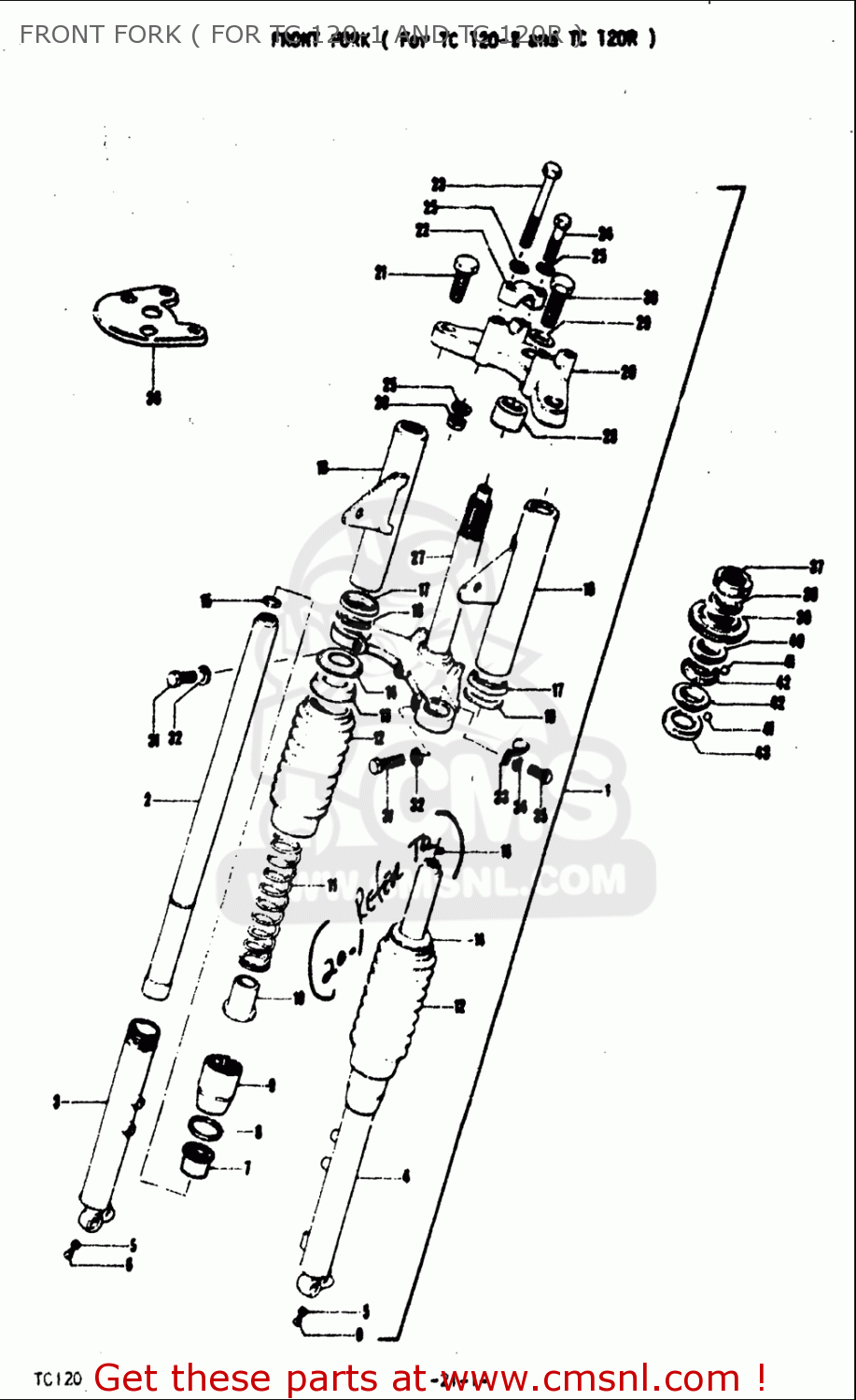 FRONT FORK ( FOR TC 120-1 AND TC 120R ) TC120 1971 (R) USA (E03)
