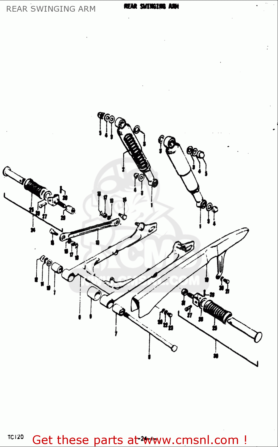 REAR SWINGING ARM TC120 1971 (R) USA (E03)