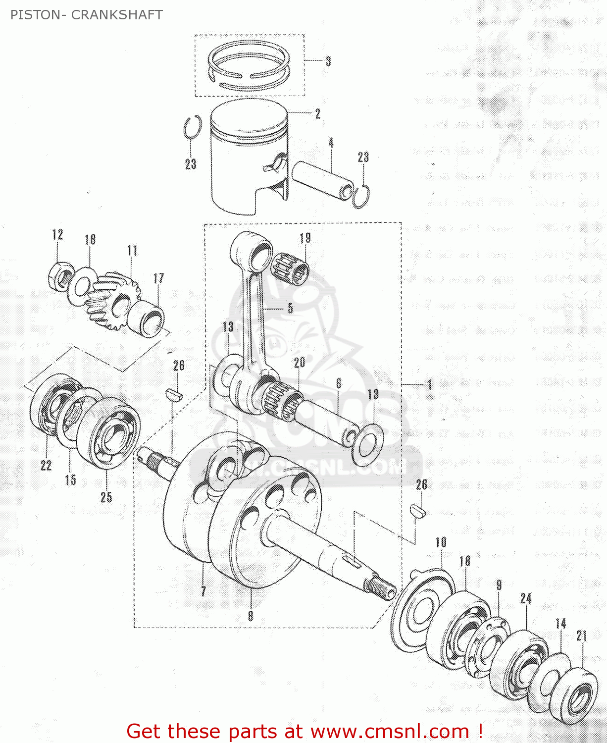 PISTON- CRANKSHAFT TC120 CAT 1969 GENERAL EXPORT (E01) MPH