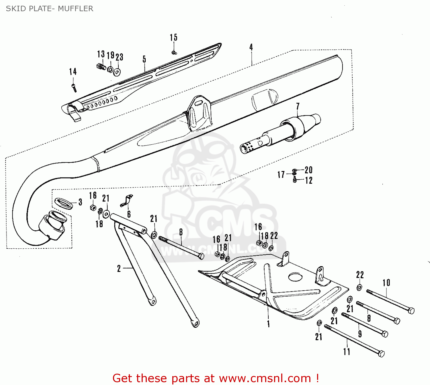 SKID PLATE- MUFFLER TC120 CAT 1969 GENERAL EXPORT (E01) MPH