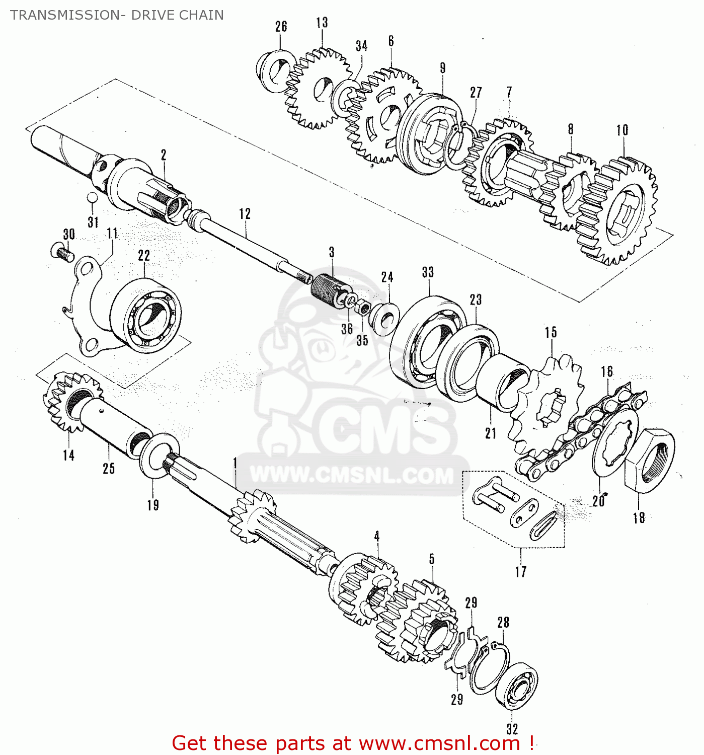 TRANSMISSION- DRIVE CHAIN TC120 CAT 1969 GENERAL EXPORT (E01) MPH