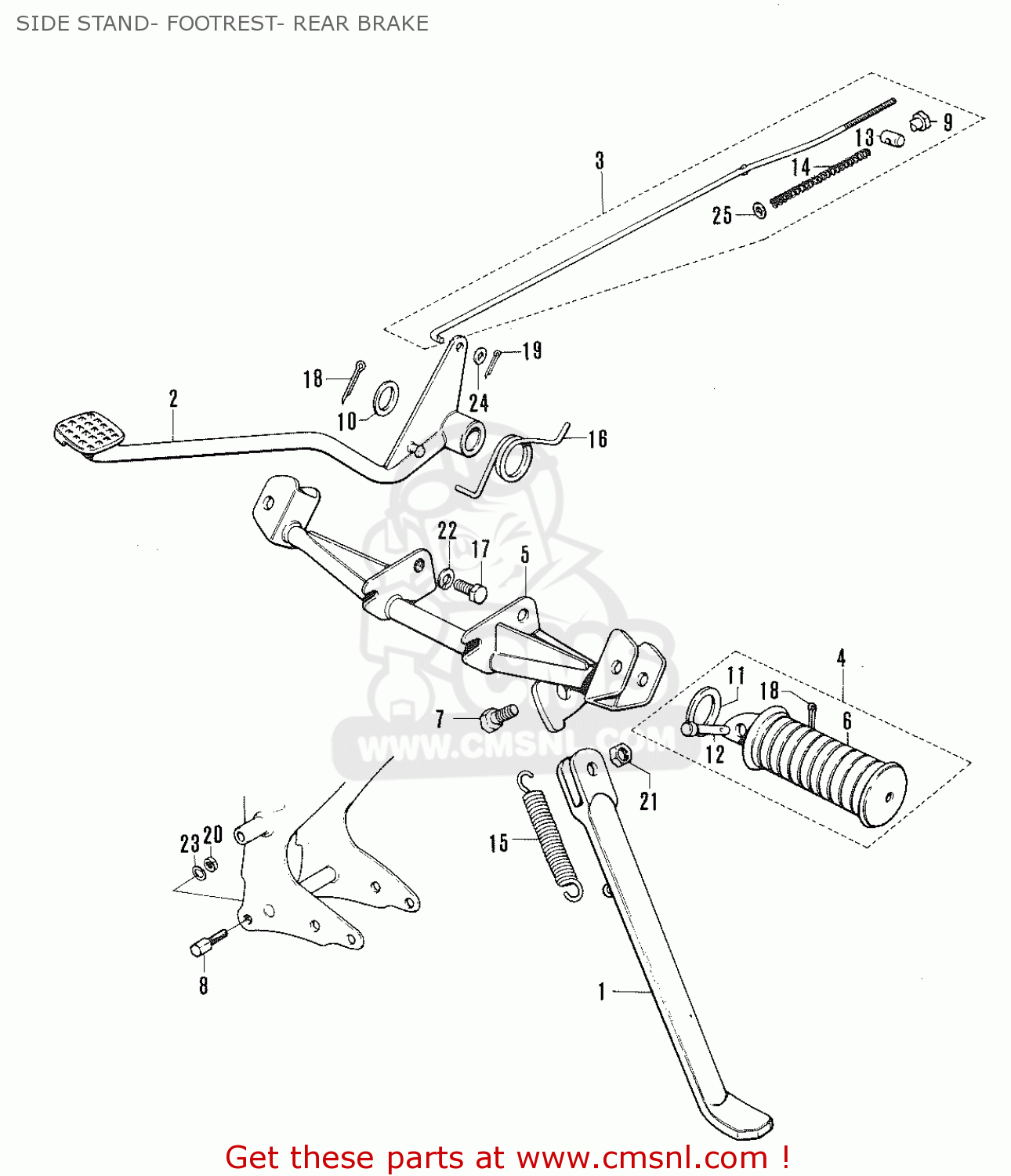 SIDE STAND- FOOTREST- REAR BRAKE TC120 CAT 1969 GENERAL EXPORT (E01) MPH