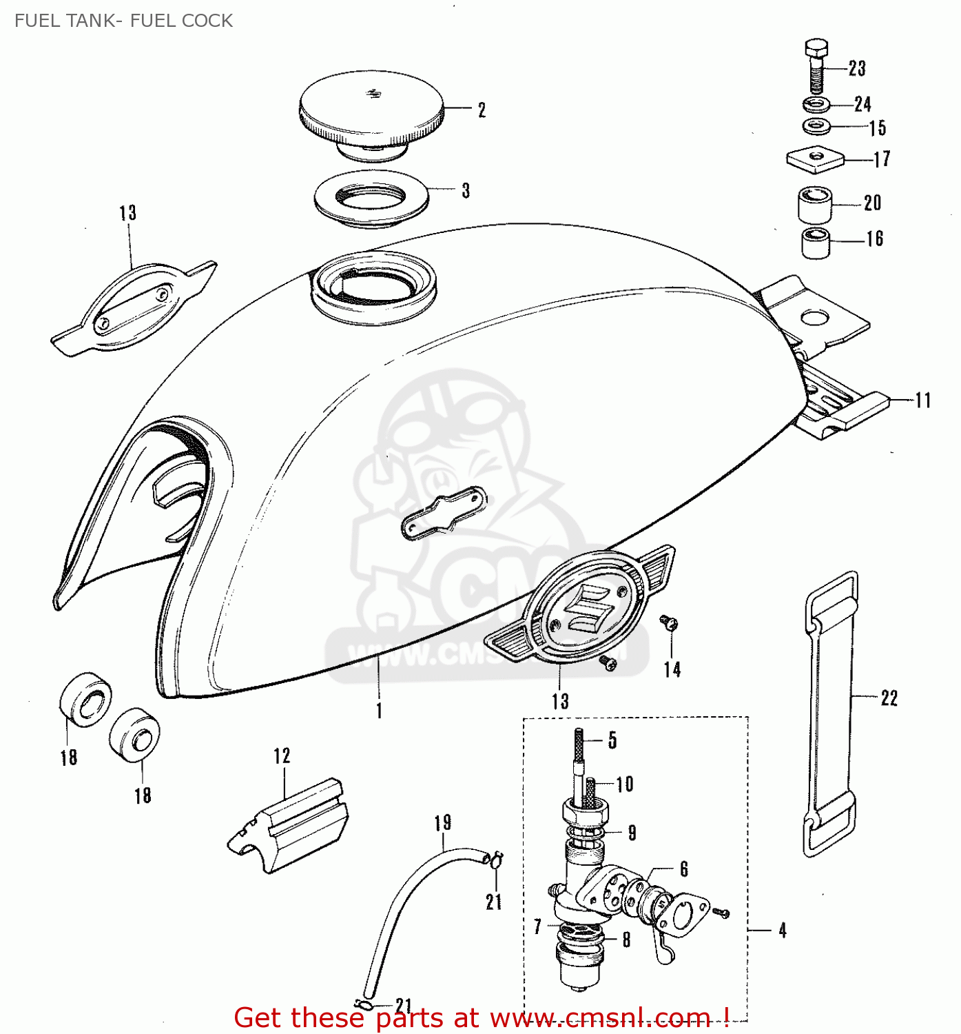 FUEL TANK- FUEL COCK TC120 CAT 1969 GENERAL EXPORT (E01) MPH