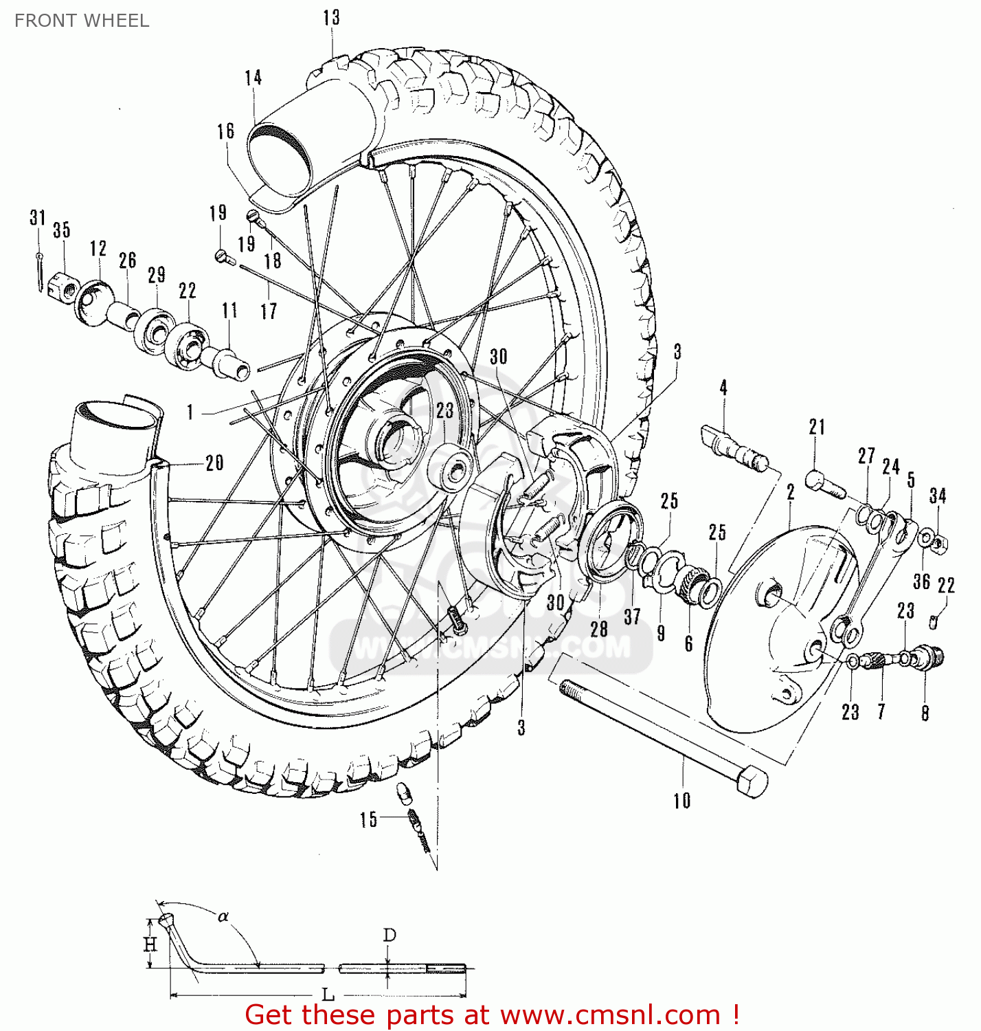 FRONT WHEEL TC120 CAT 1969 GENERAL EXPORT (E01) MPH