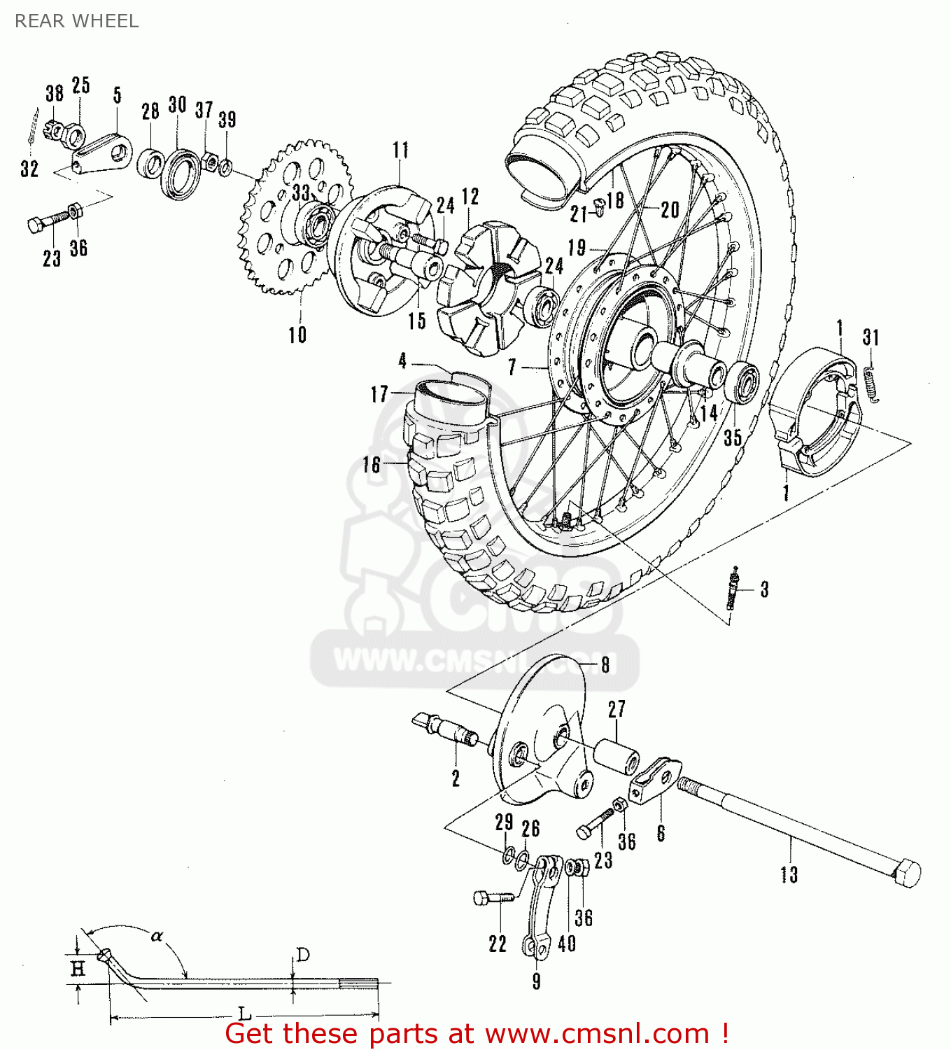REAR WHEEL TC120 CAT 1969 GENERAL EXPORT (E01) MPH