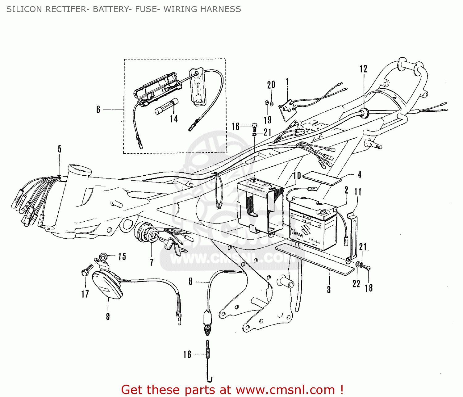 SILICON RECTIFER- BATTERY- FUSE- WIRING HARNESS TC120 CAT 1969 GENERAL EXPORT (E01) MPH