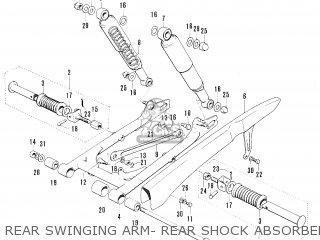 REAR SWINGING ARM- REAR SHOCK ABSORBER - TC120 CAT 1969 GENERAL EXPORT (E01) MPH