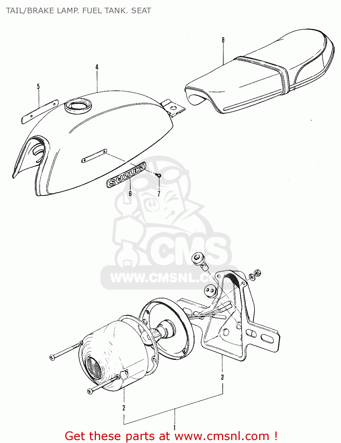TAIL/BRAKE LAMP. FUEL TANK. SEAT TC120R 1970 GENERAL EXPORT (E01)