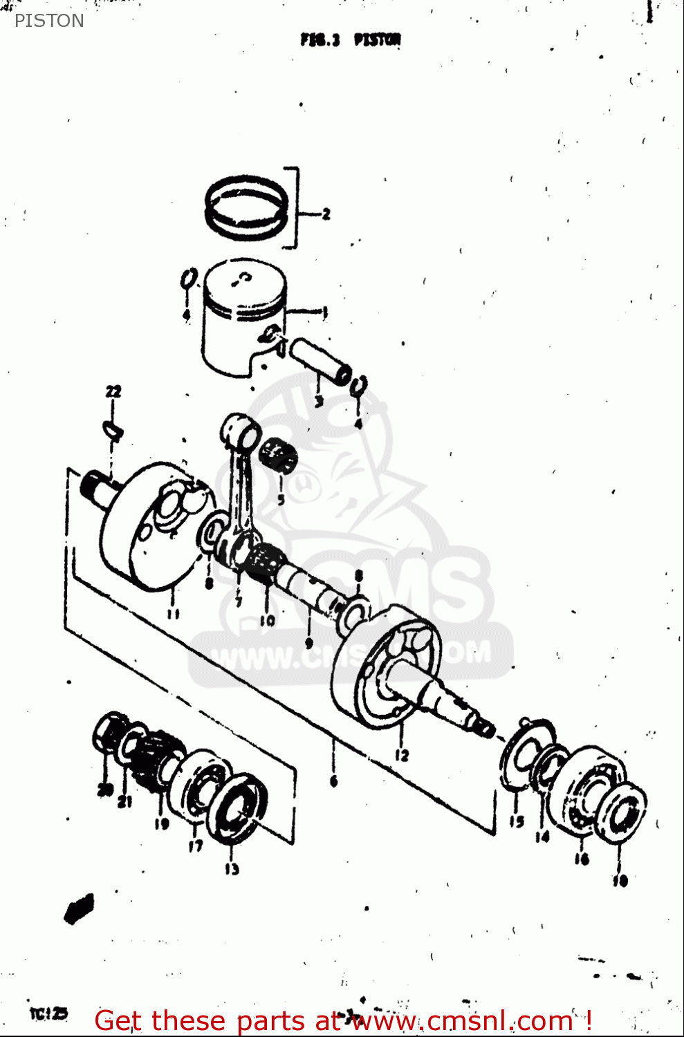 PISTON TC125 1972 1973 1974 1975 (J) (K) (L) (M) USA (E03)