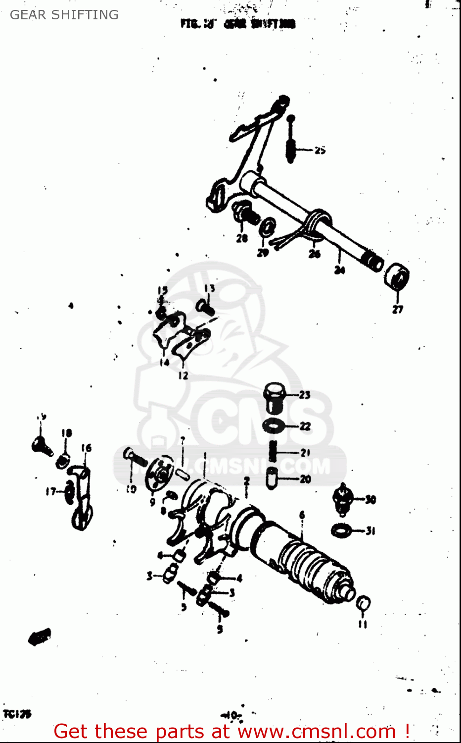 GEAR SHIFTING TC125 1972 1973 1974 1975 (J) (K) (L) (M) USA (E03)