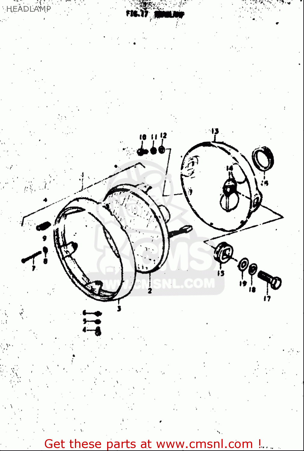 HEADLAMP TC125 1972 1973 1974 1975 (J) (K) (L) (M) USA (E03)