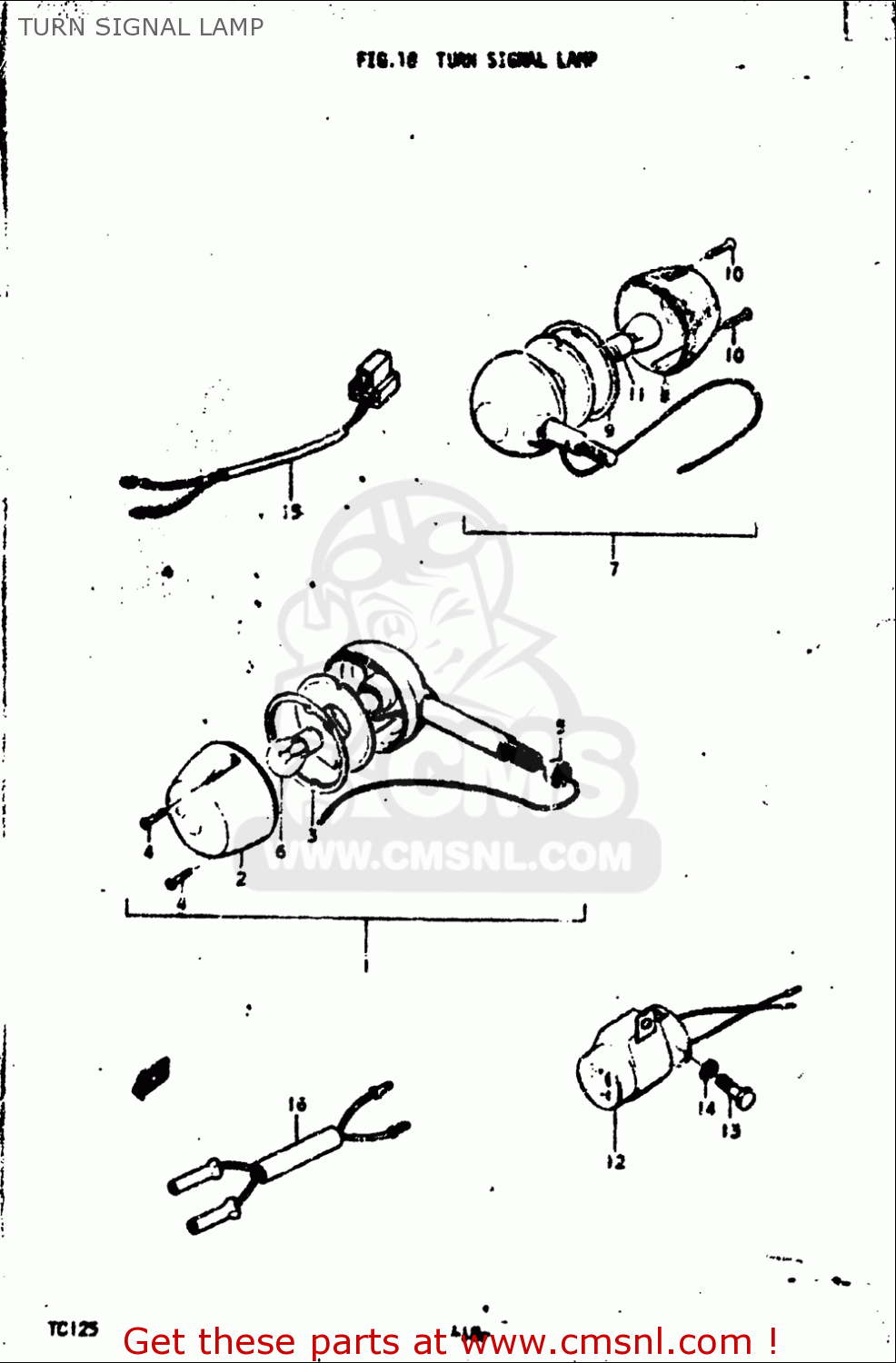 TURN SIGNAL LAMP TC125 1972 1973 1974 1975 (J) (K) (L) (M) USA (E03)