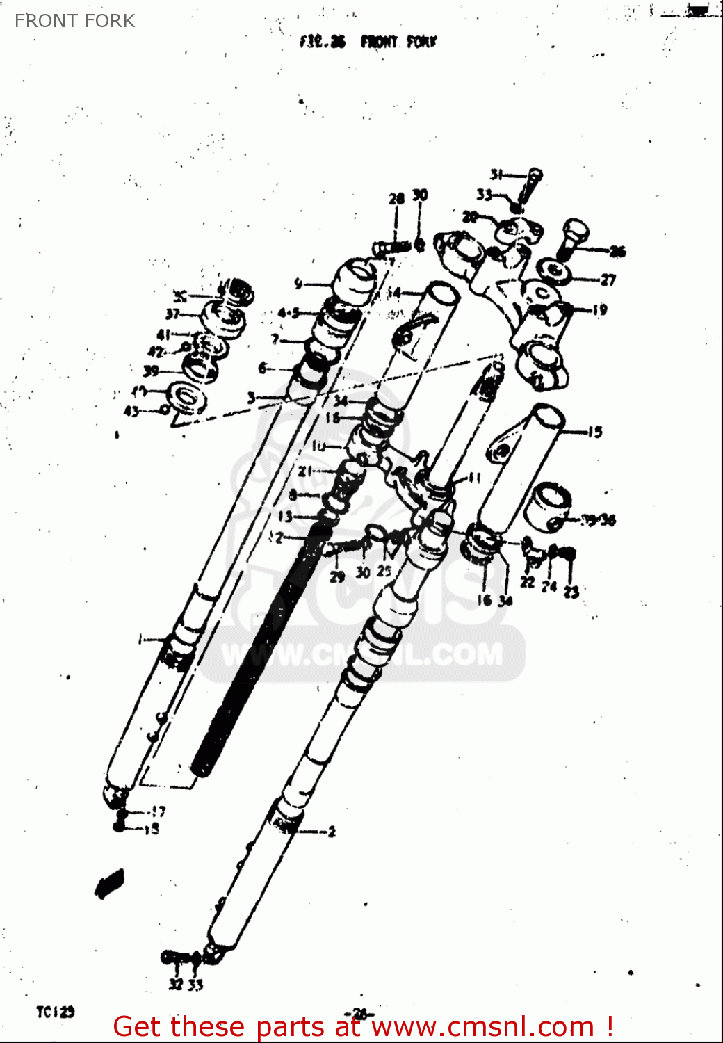 FRONT FORK TC125 1972 1973 1974 1975 (J) (K) (L) (M) USA (E03)