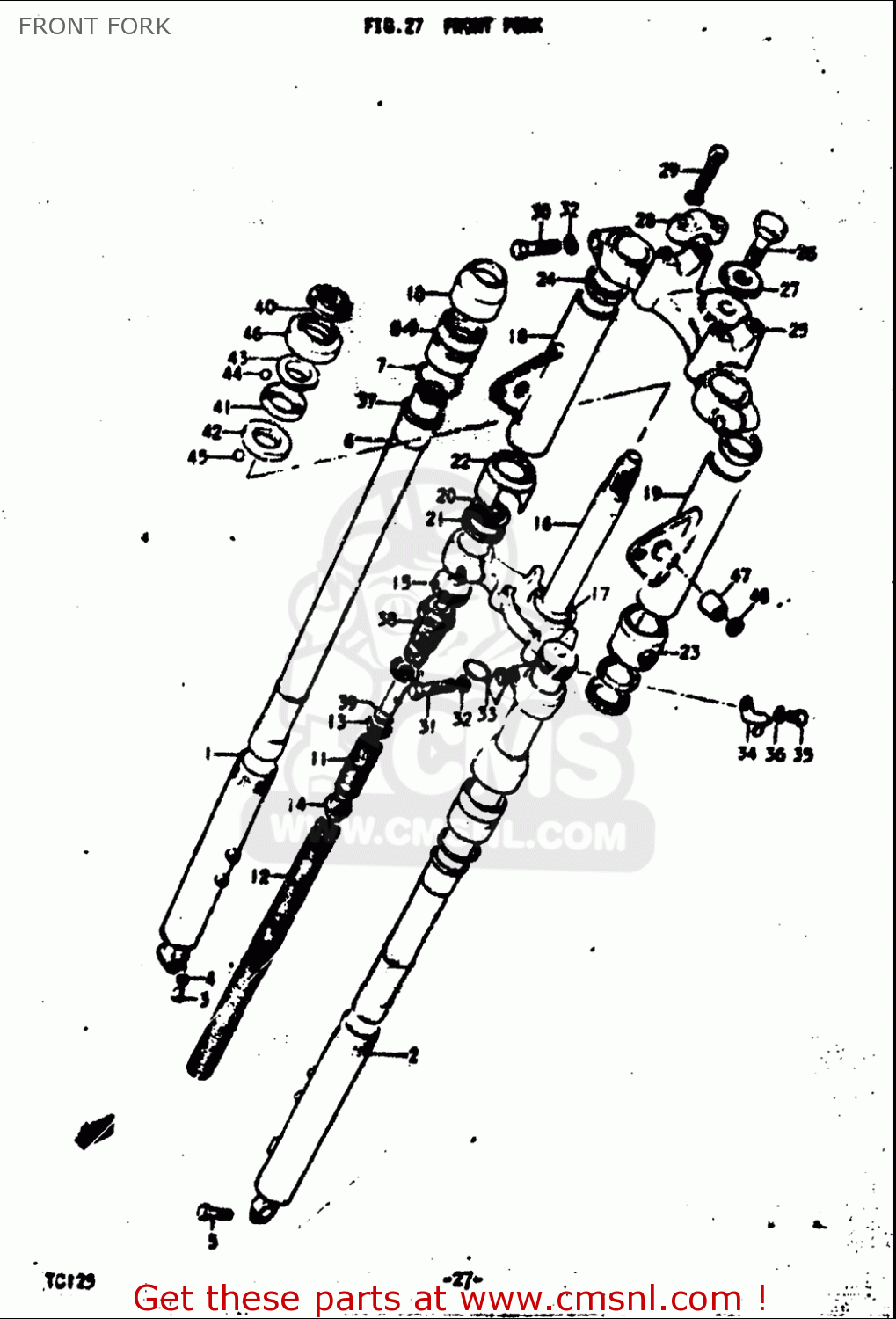 FRONT FORK TC125 1972 1973 1974 1975 (J) (K) (L) (M) USA (E03)