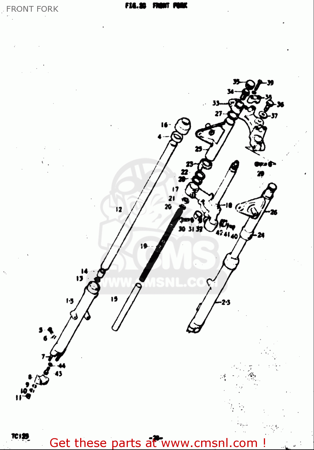 FRONT FORK TC125 1972 1973 1974 1975 (J) (K) (L) (M) USA (E03)