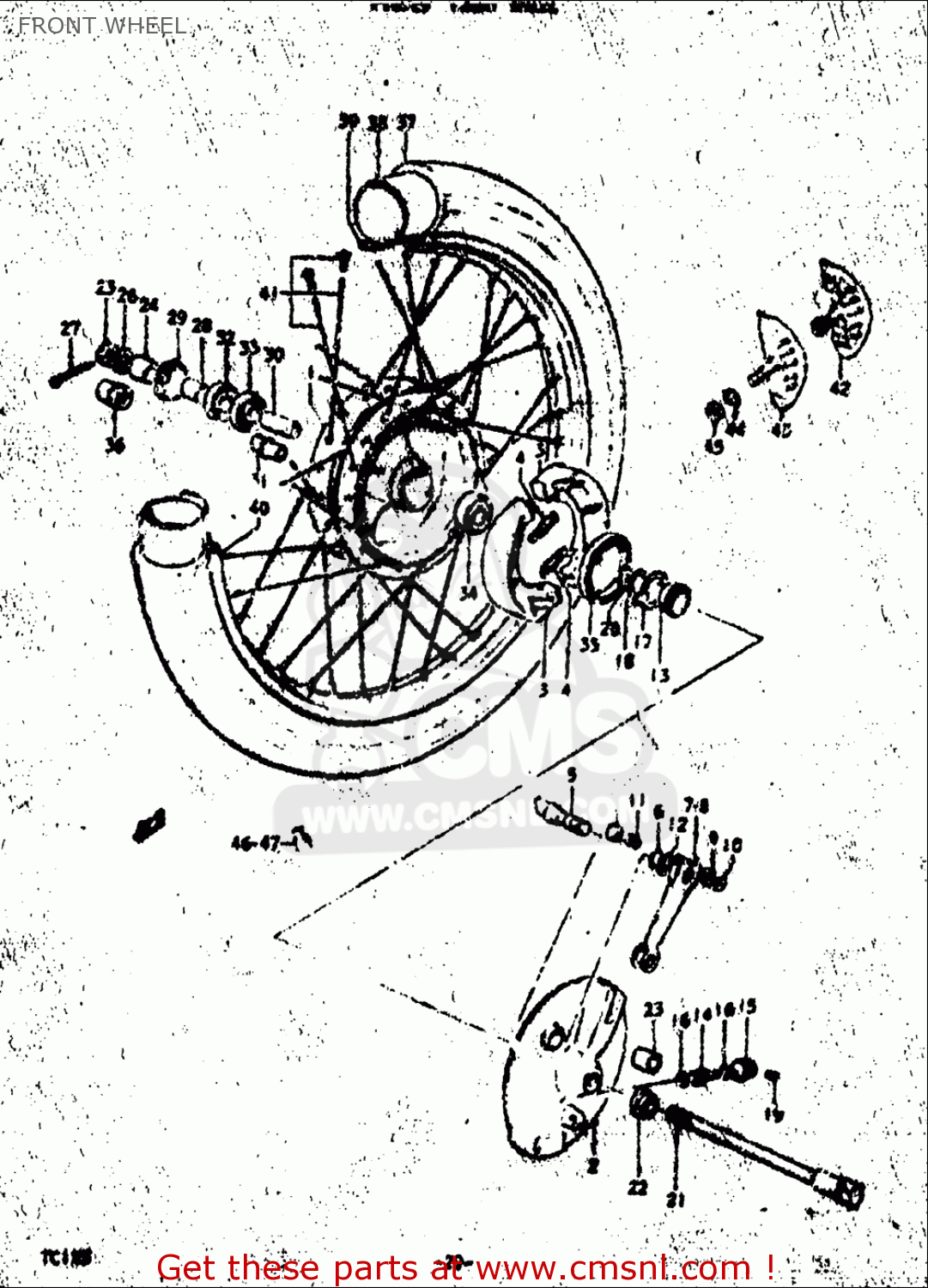 FRONT WHEEL TC125 1972 1973 1974 1975 (J) (K) (L) (M) USA (E03)