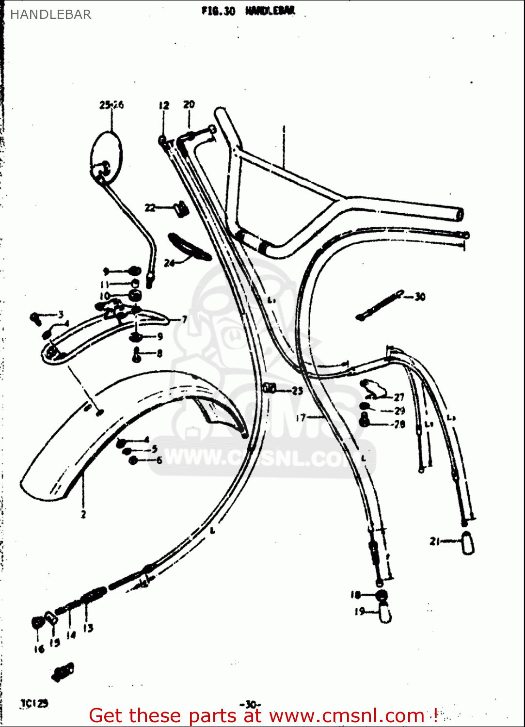 HANDLEBAR TC125 1972 1973 1974 1975 (J) (K) (L) (M) USA (E03)