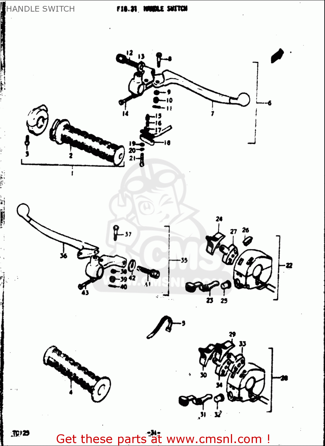HANDLE SWITCH TC125 1972 1973 1974 1975 (J) (K) (L) (M) USA (E03)