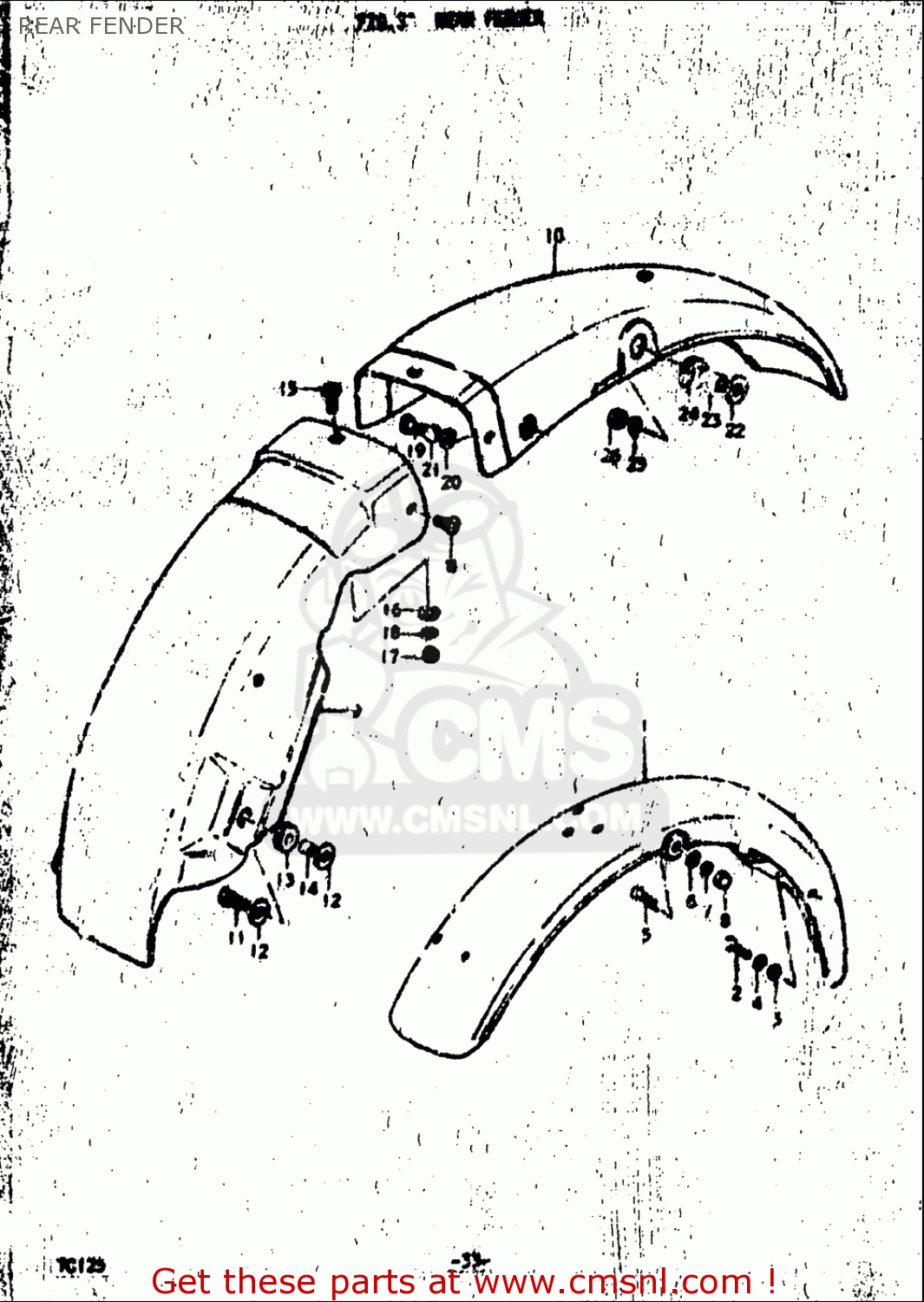 REAR FENDER TC125 1972 1973 1974 1975 (J) (K) (L) (M) USA (E03)