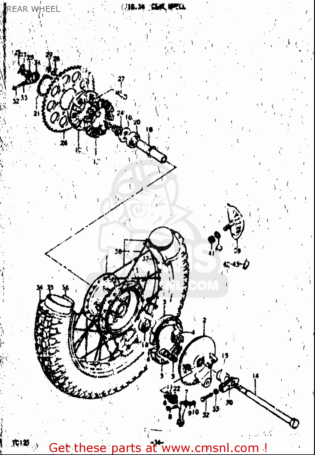 REAR WHEEL TC125 1972 1973 1974 1975 (J) (K) (L) (M) USA (E03)