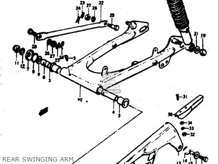 REAR SWINGING ARM - TC125 1972 1973 1974 1975 (J) (K) (L) (M) USA (E03)