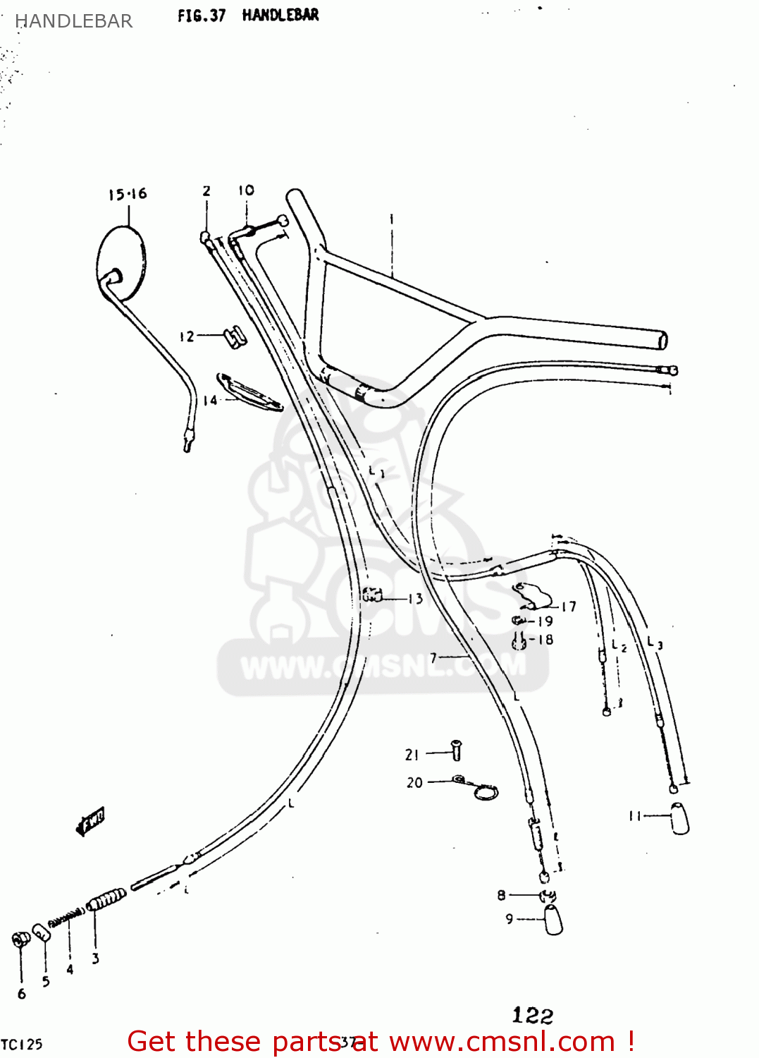 HANDLEBAR TC125 1974 (L) USA (E03)