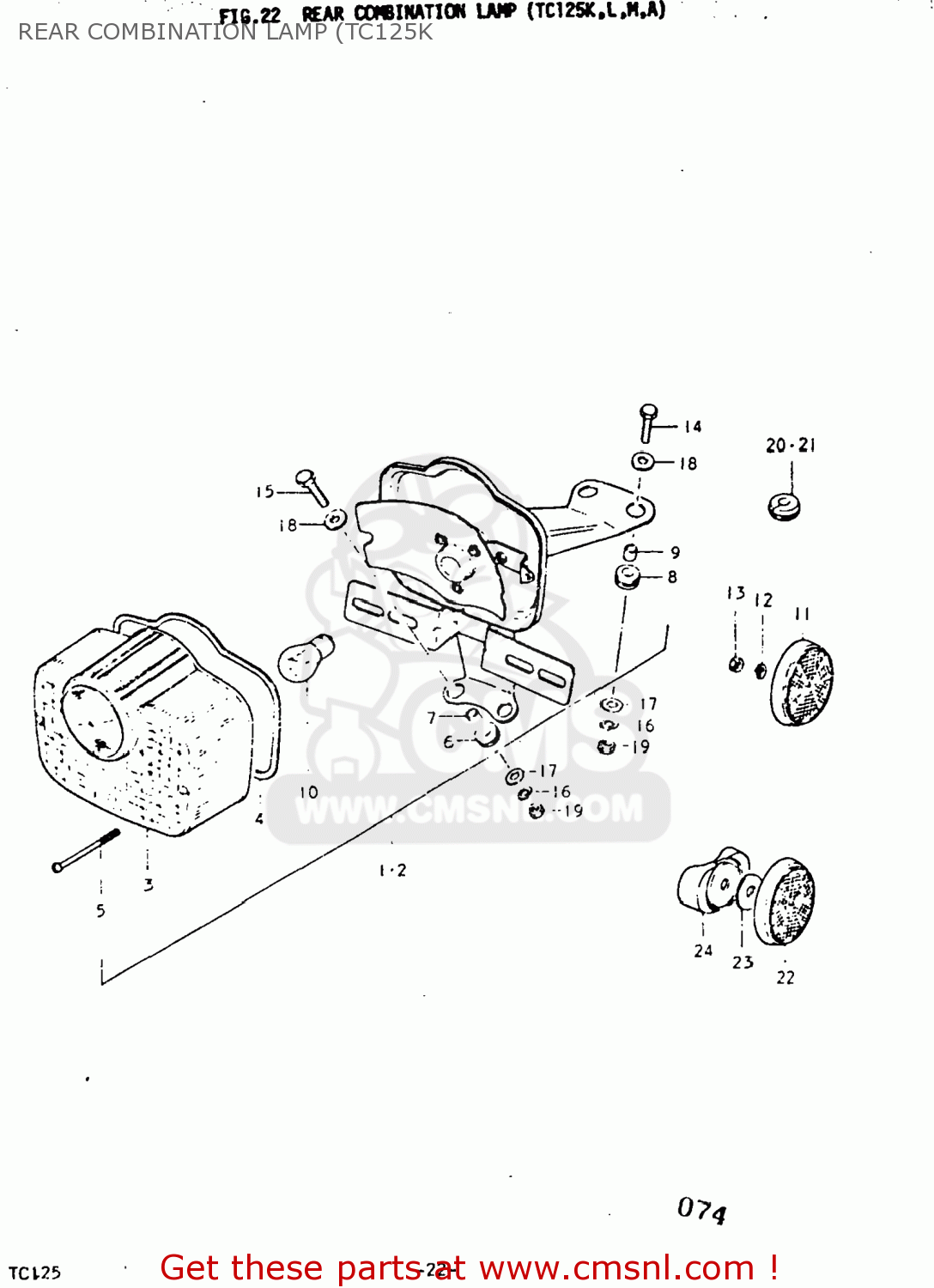 REAR COMBINATION LAMP (TC125K TC125 1974 (L) USA (E03)