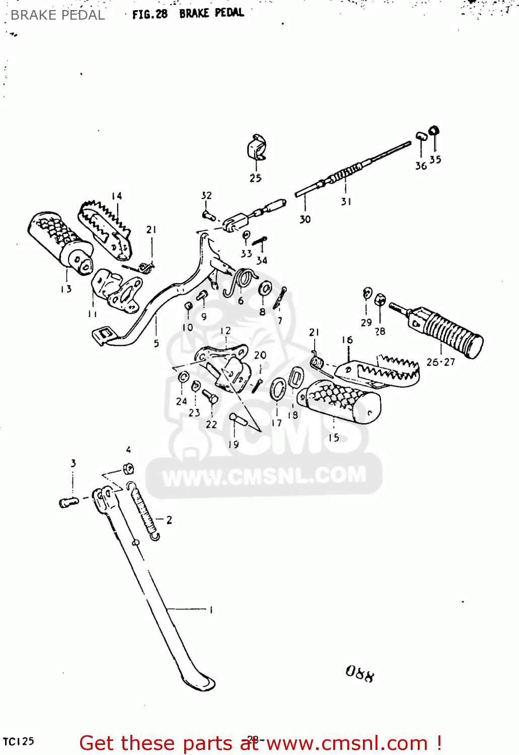 BRAKE PEDAL TC125 1975 (M) USA (E03)