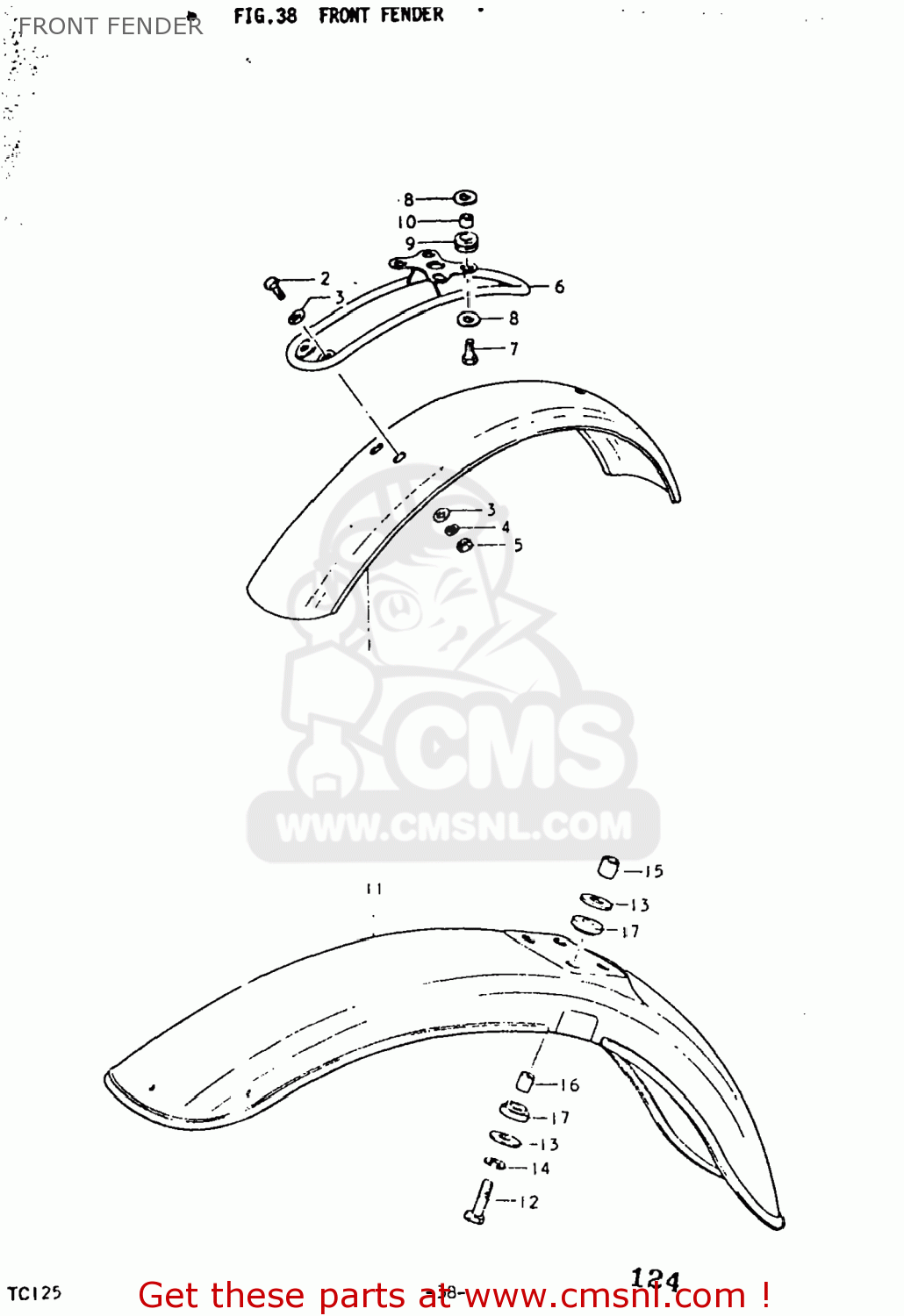 FRONT FENDER TC125 1975 (M) USA (E03)