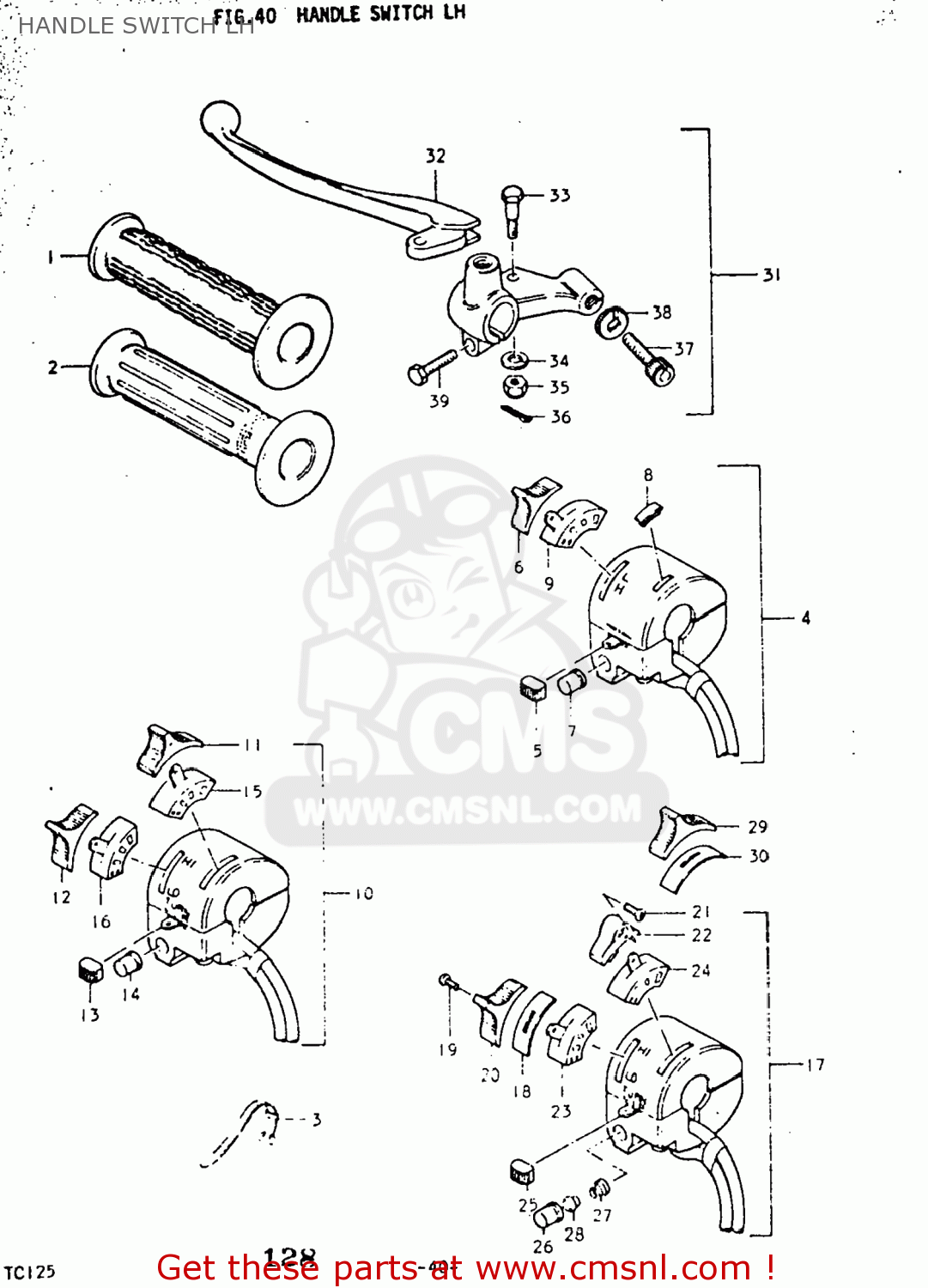 HANDLE SWITCH LH TC125 1975 (M) USA (E03)