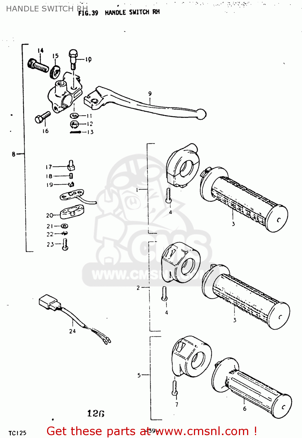 HANDLE SWITCH RH TC125 1975 (M) USA (E03)