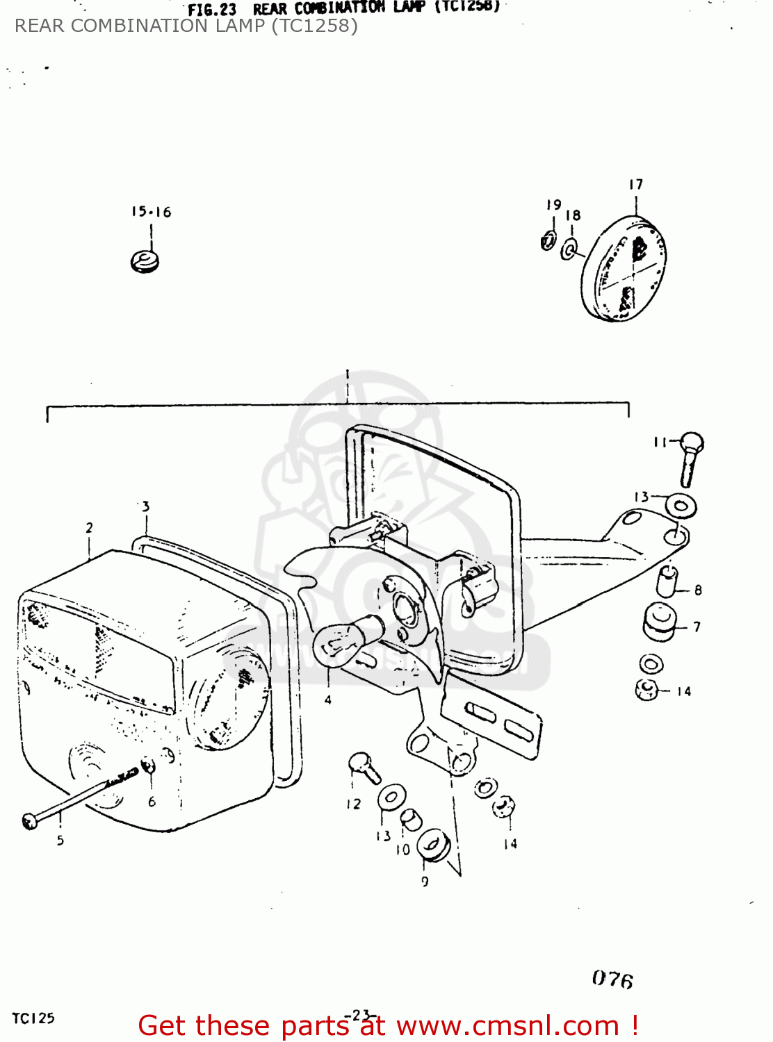 REAR COMBINATION LAMP (TC1258) TC125 1975 (M) USA (E03)