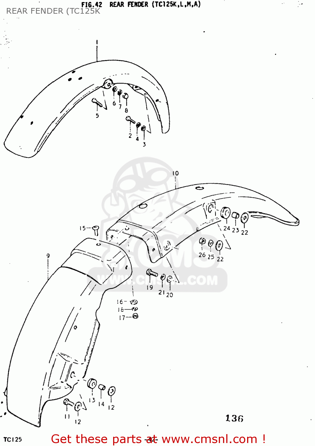 REAR FENDER (TC125K TC125 1975 (M) USA (E03)