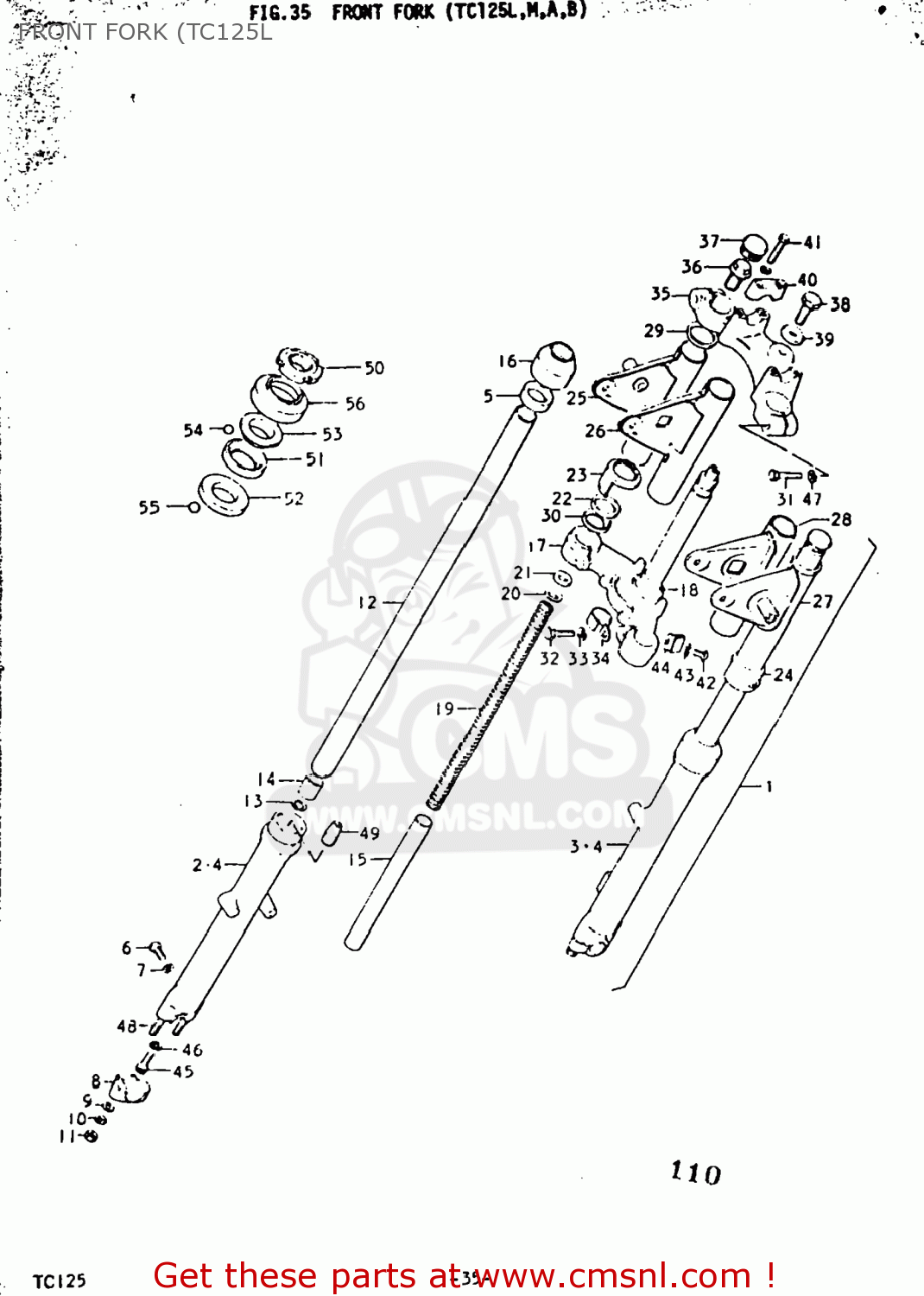FRONT FORK (TC125L TC125 1977 (B) USA (E03)