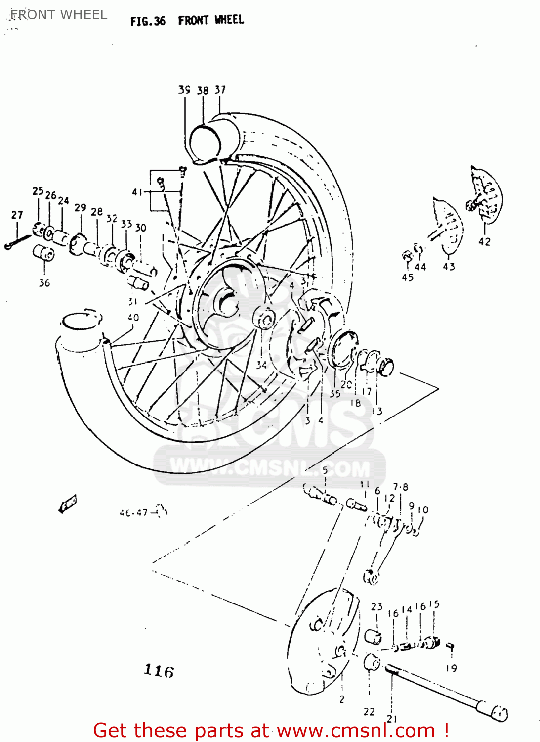 FRONT WHEEL TC125 1977 (B) USA (E03)