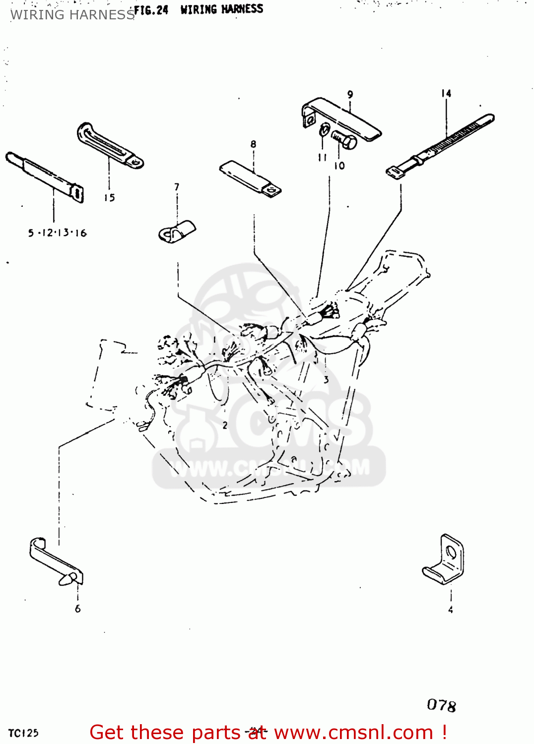 WIRING HARNESS TC125 1977 (B) USA (E03)