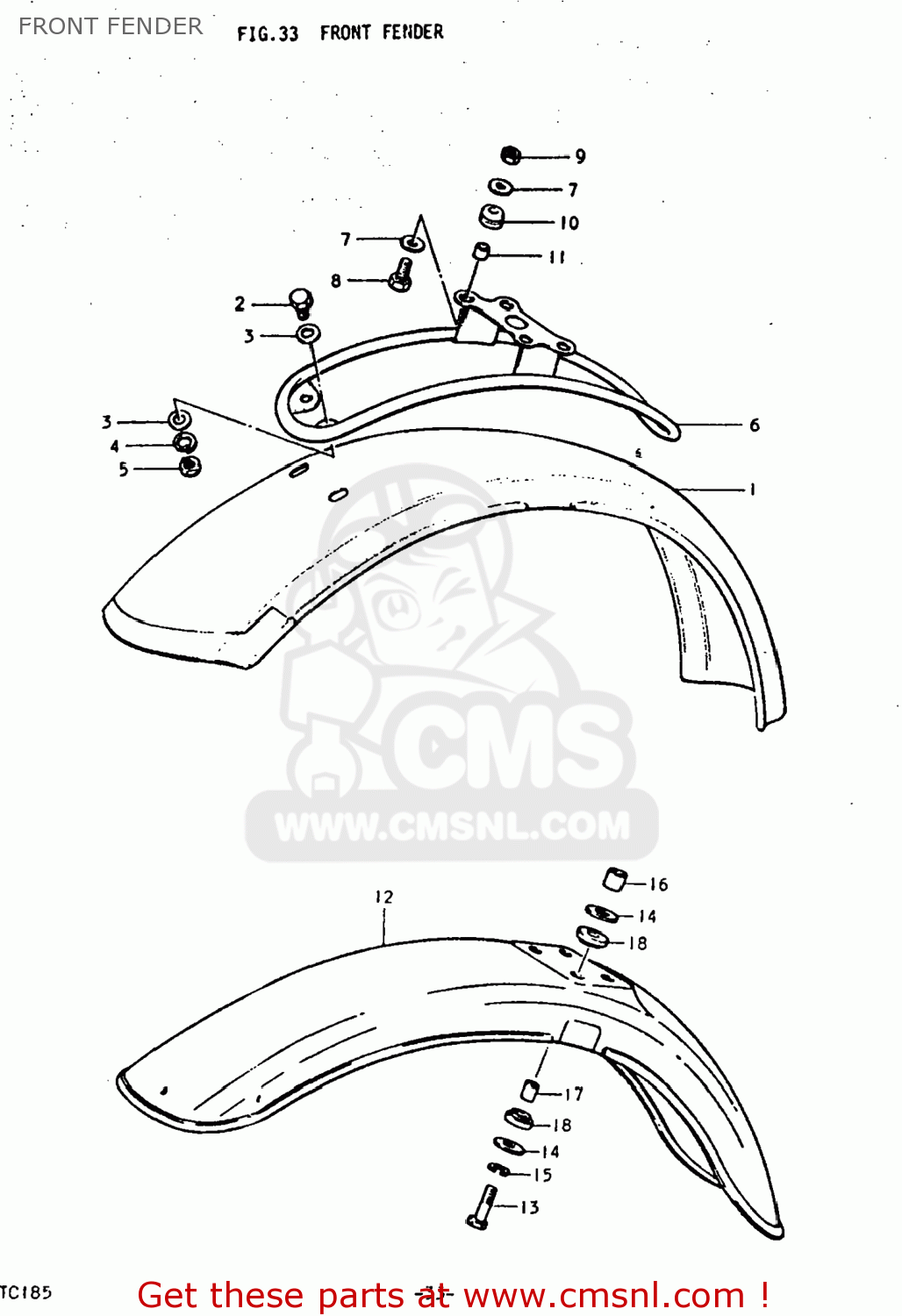 FRONT FENDER TC185 1974 (L) USA (E03)