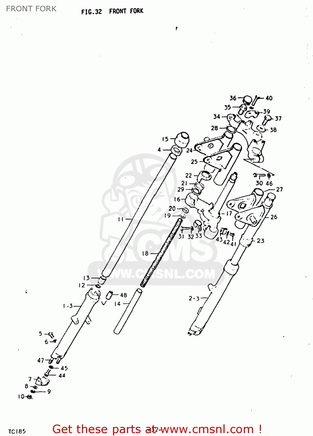 FRONT FORK TC185 1974 (L) USA (E03)